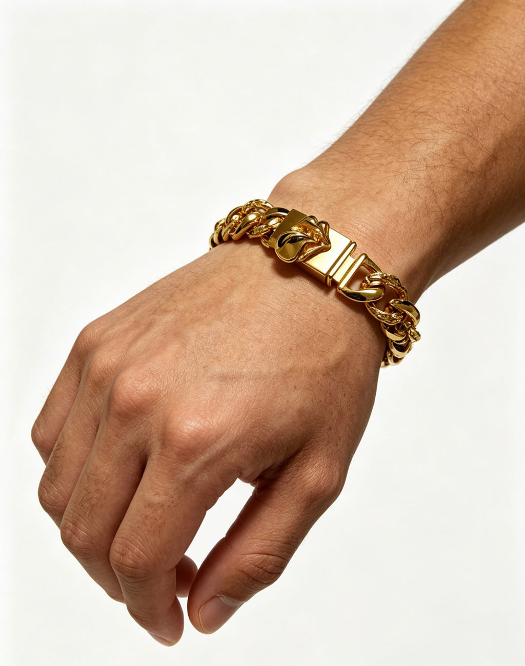 Cross Cuban-Link Bracelet in Antique Silver-Tone – Cuban Link – Design 03 front product view