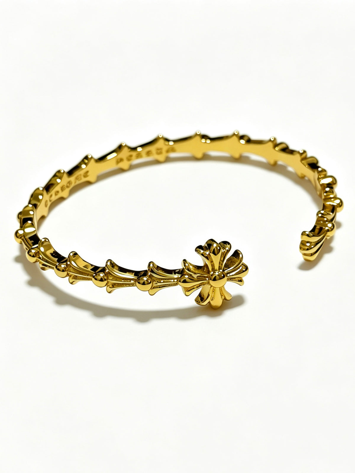Signature Emblem Bangle in Polished Metal-Tone – Design 001 detail view
