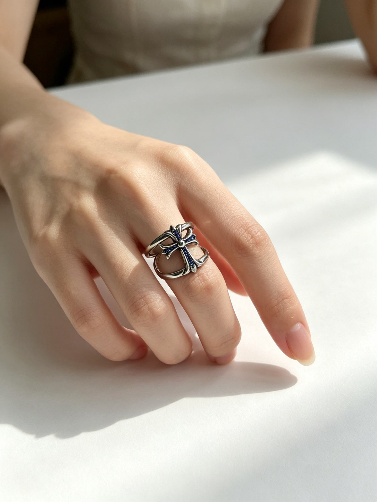 Signature Emblem Statement Ring in Polished Metal-Tone – Design 010 main product view