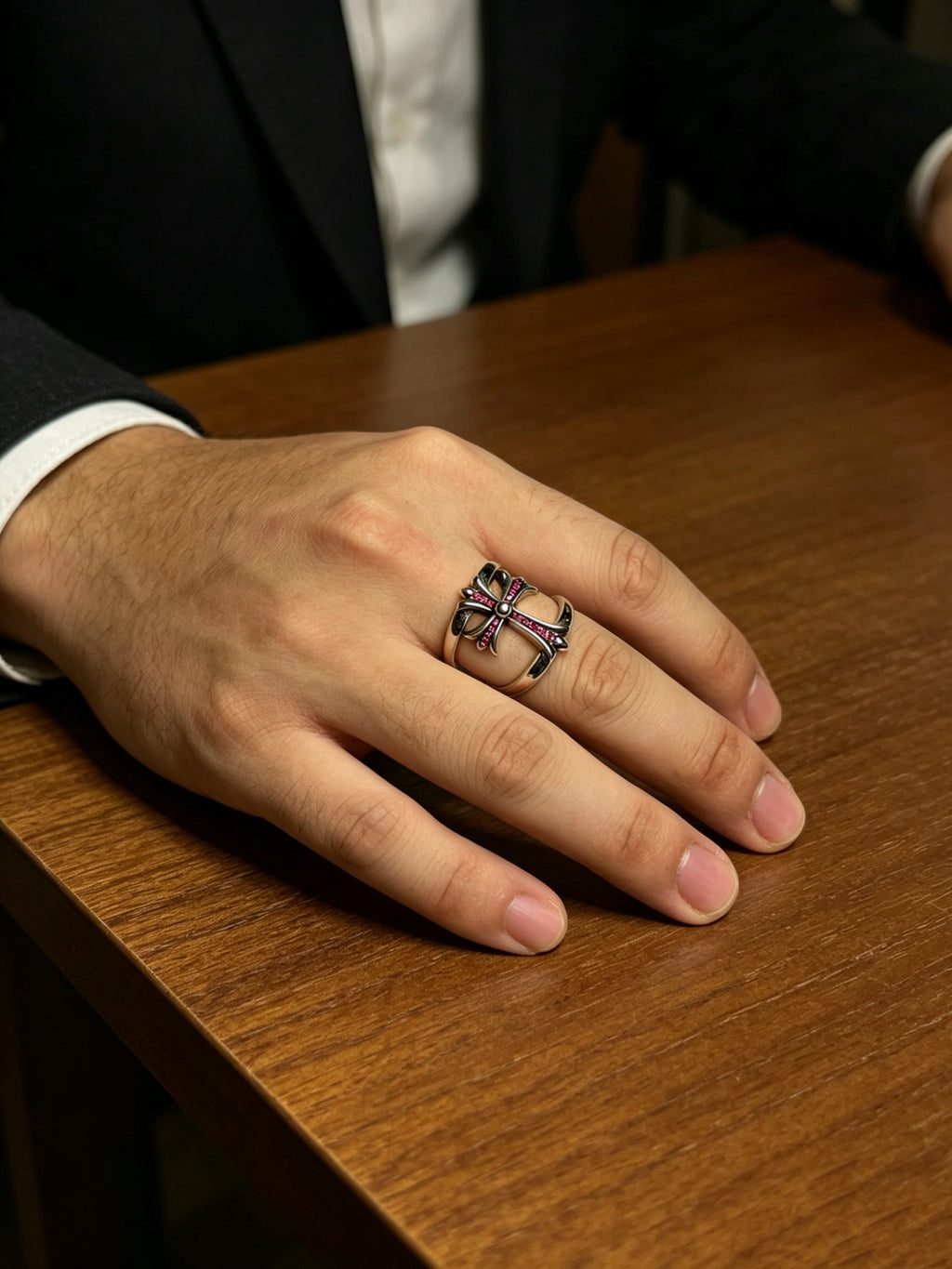 Cross Statement Ring in Metal-Tone – Design 13 front product view