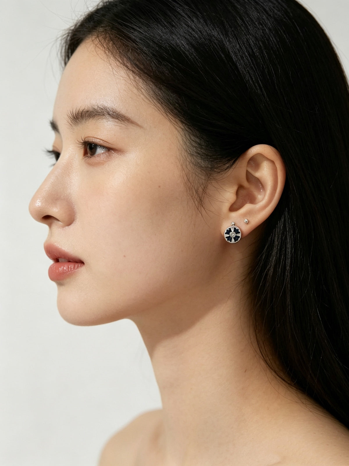 Signature Emblem Statement Earrings in Polished Metal-Tone – Design 012 styled product view