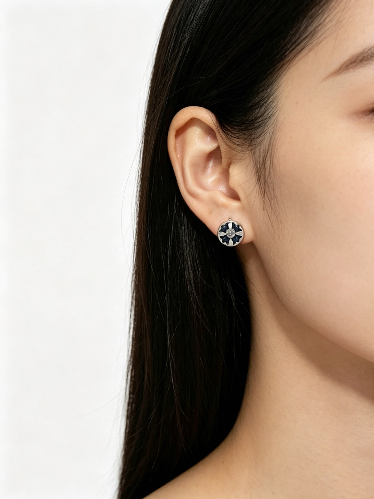 Signature Emblem Statement Earrings in Polished Metal-Tone – Design 012 main product view