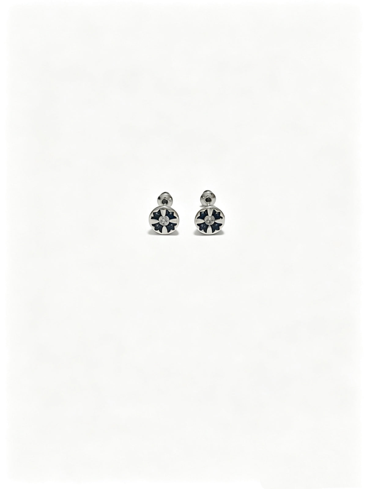 Signature Emblem Statement Earrings in Polished Metal-Tone – Design 012 side detail