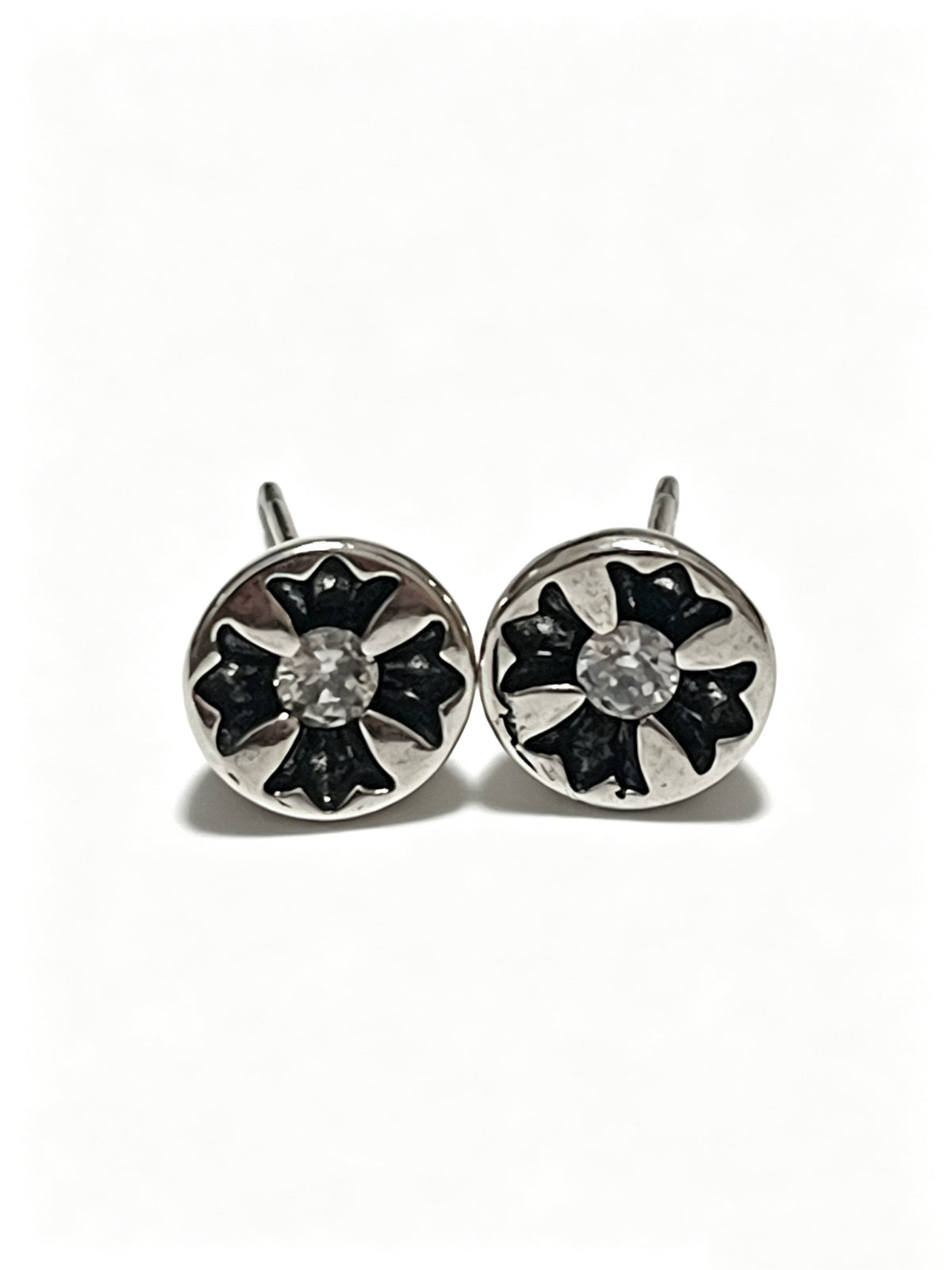 Signature Emblem Statement Earrings in Polished Metal-Tone – Design 012 main product view