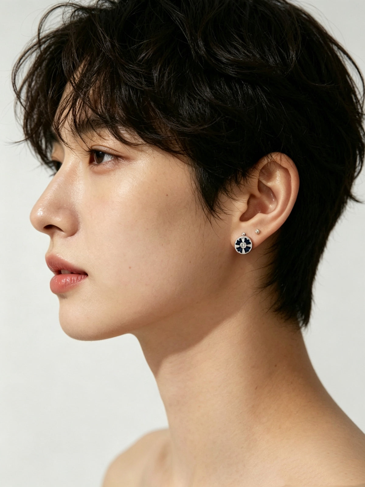 Signature Emblem Statement Earrings in Polished Metal-Tone – Design 012 front product view