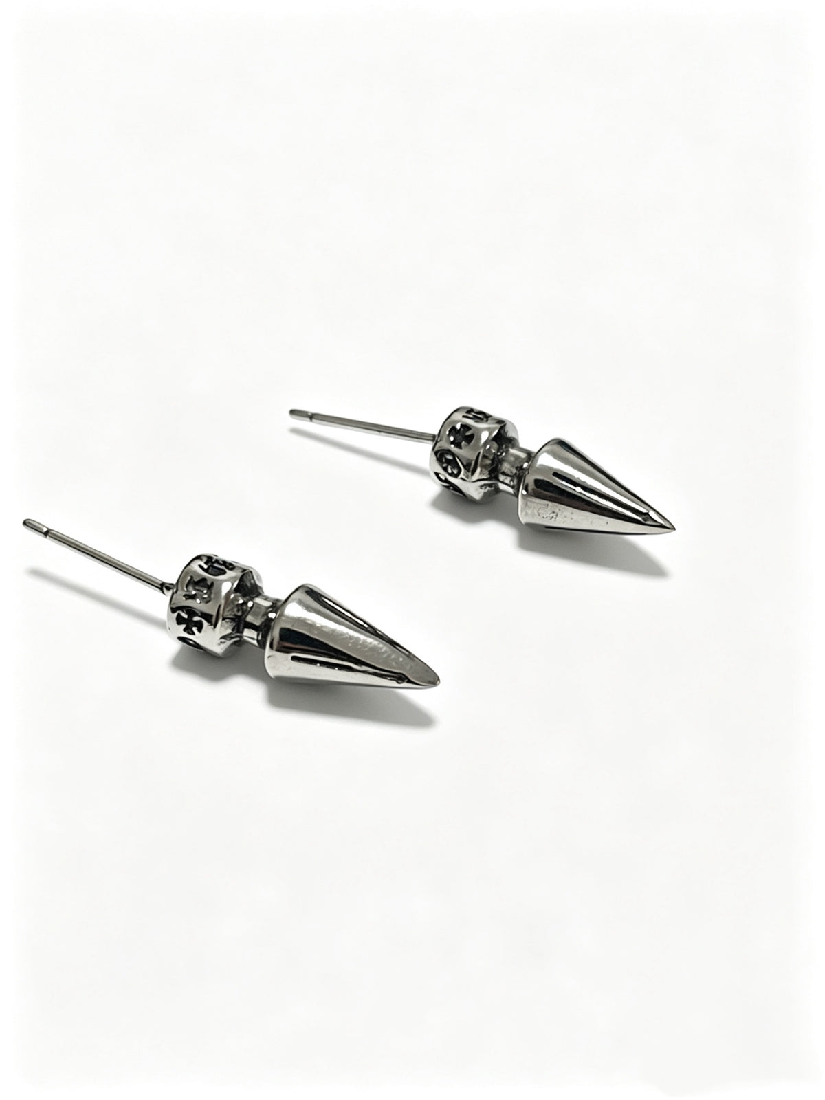 Signature Emblem Statement Earrings in Polished Metal-Tone – Design 021 styled product view