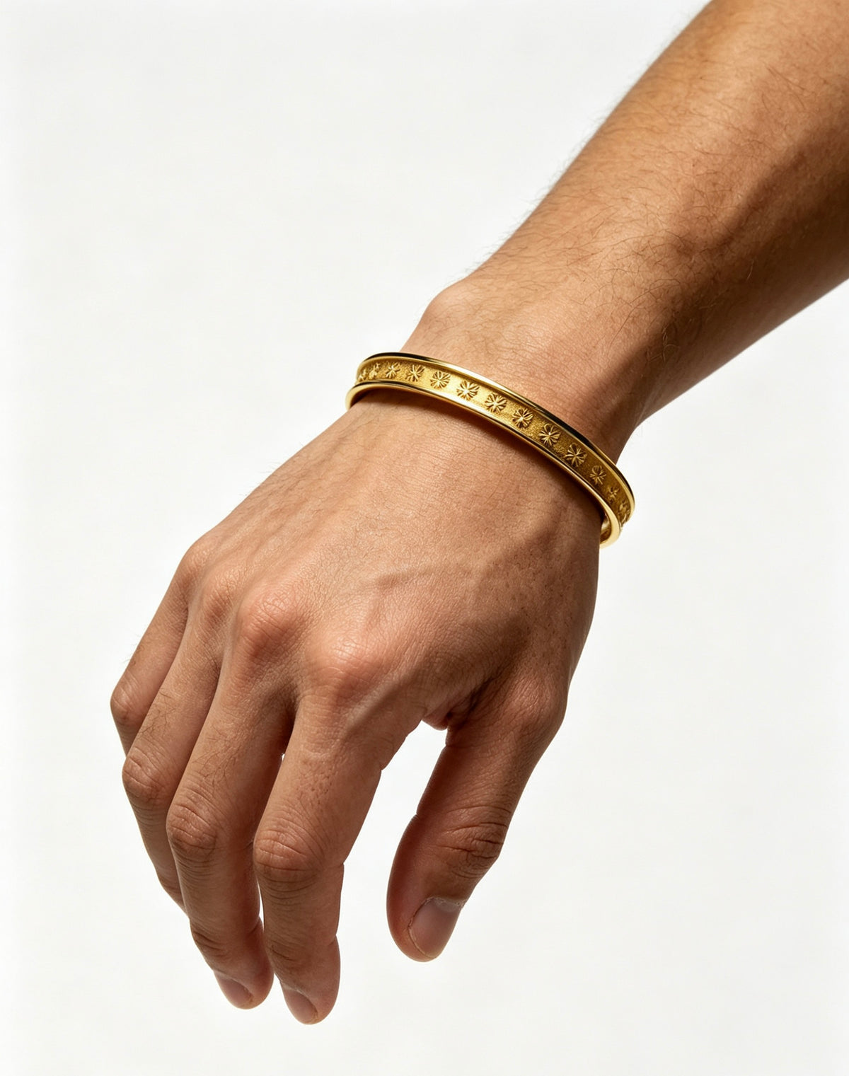 Signature Emblem Bangle in Polished Metal-Tone – Design 011 front product view