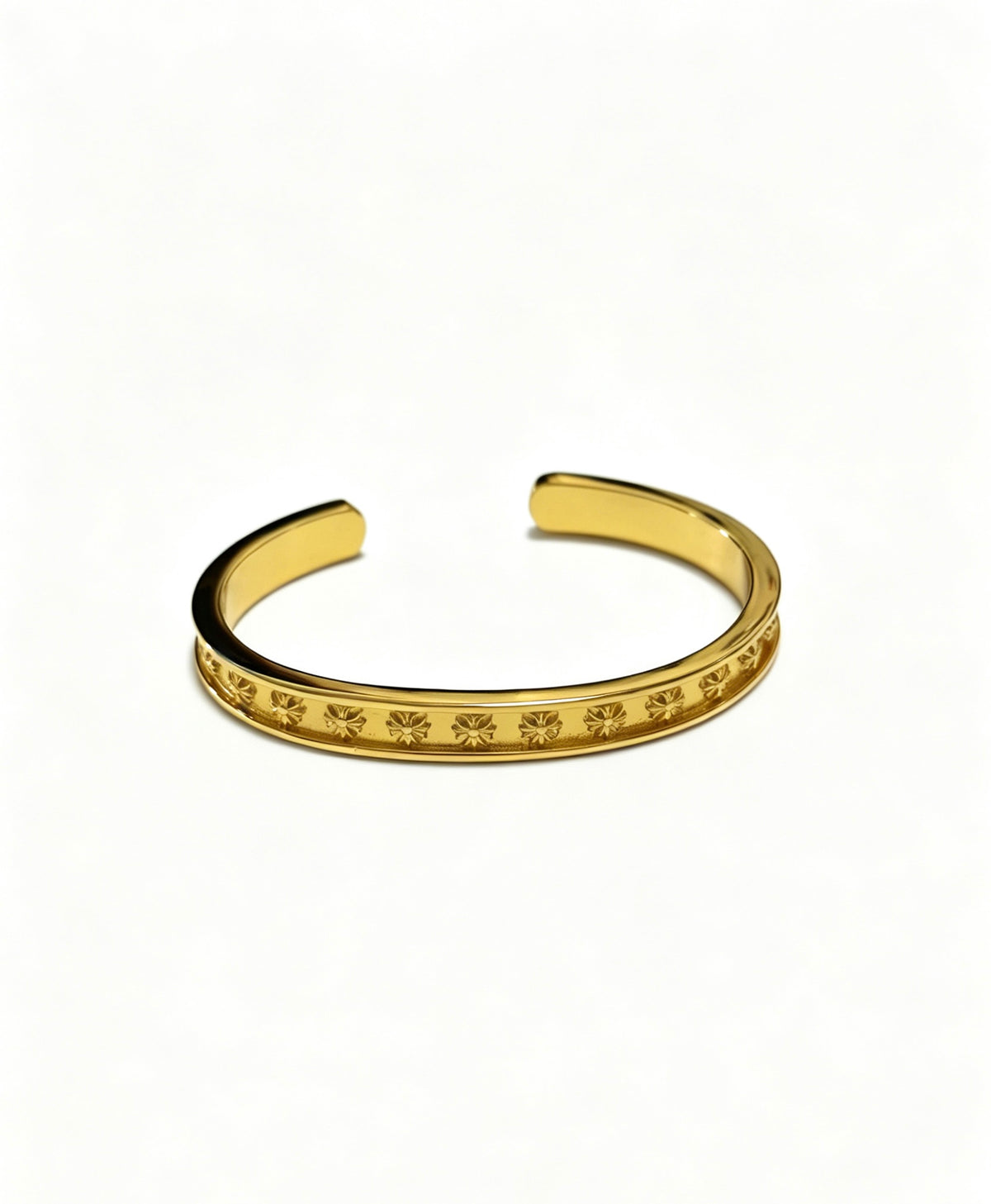 Signature Emblem Bangle in Polished Metal-Tone – Design 011 styled product view