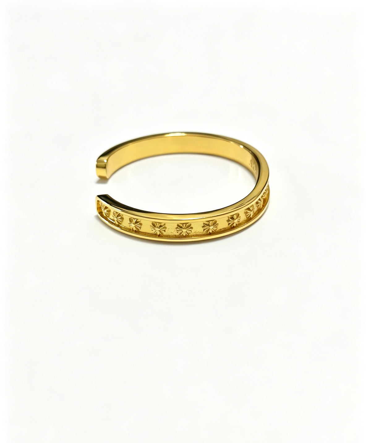Signature Emblem Bangle in Polished Metal-Tone – Design 011 close-up detail