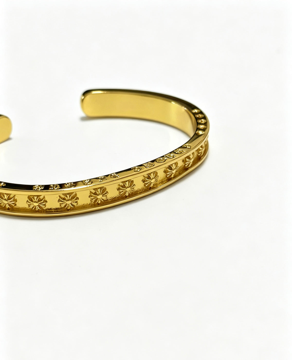 Signature Emblem Bangle in Polished Metal-Tone – Design 011 side detail