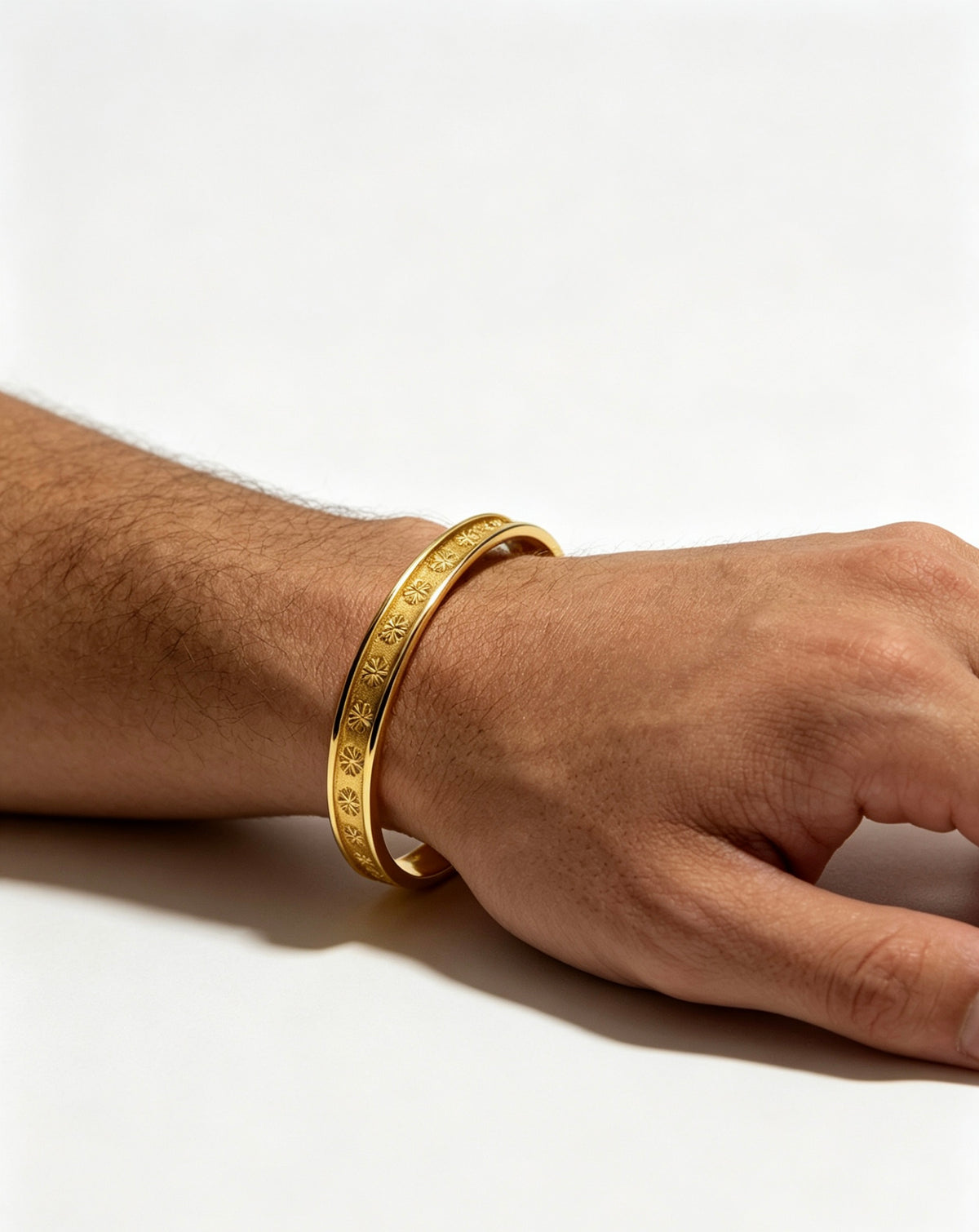 Signature Emblem Bangle in Polished Metal-Tone – Design 011 detail view