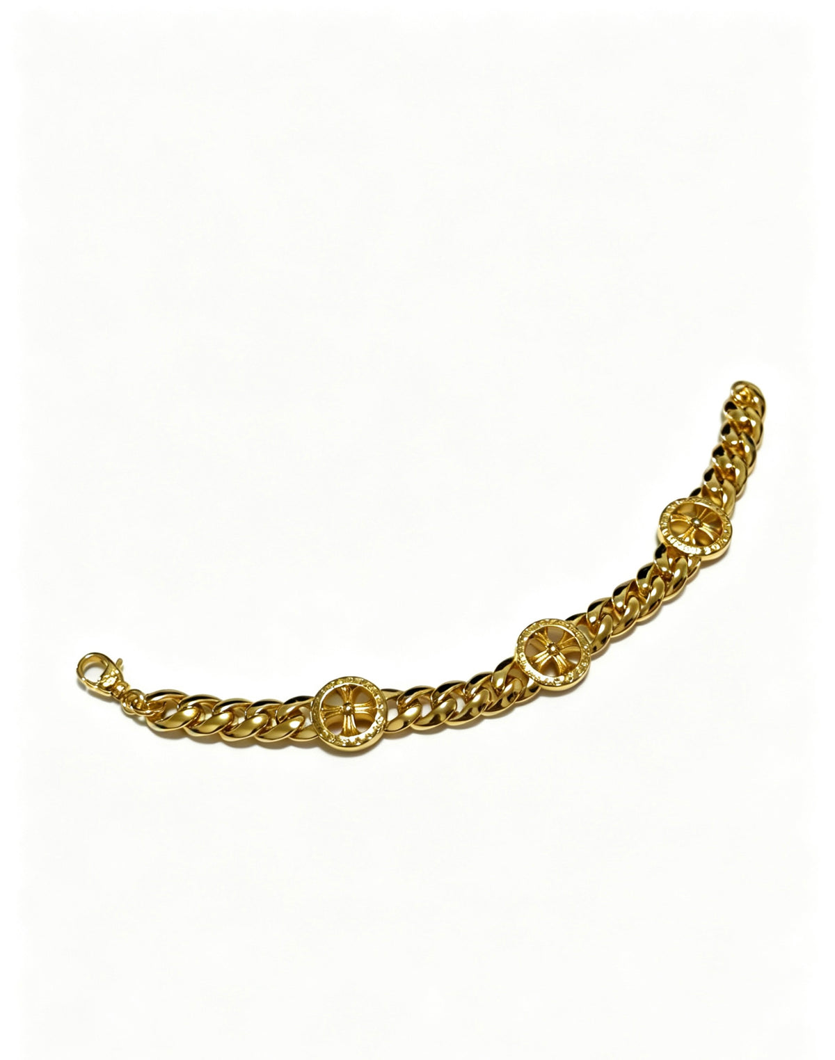 Signature Emblem Bracelet in Polished Metal-Tone – Design 020 detail view