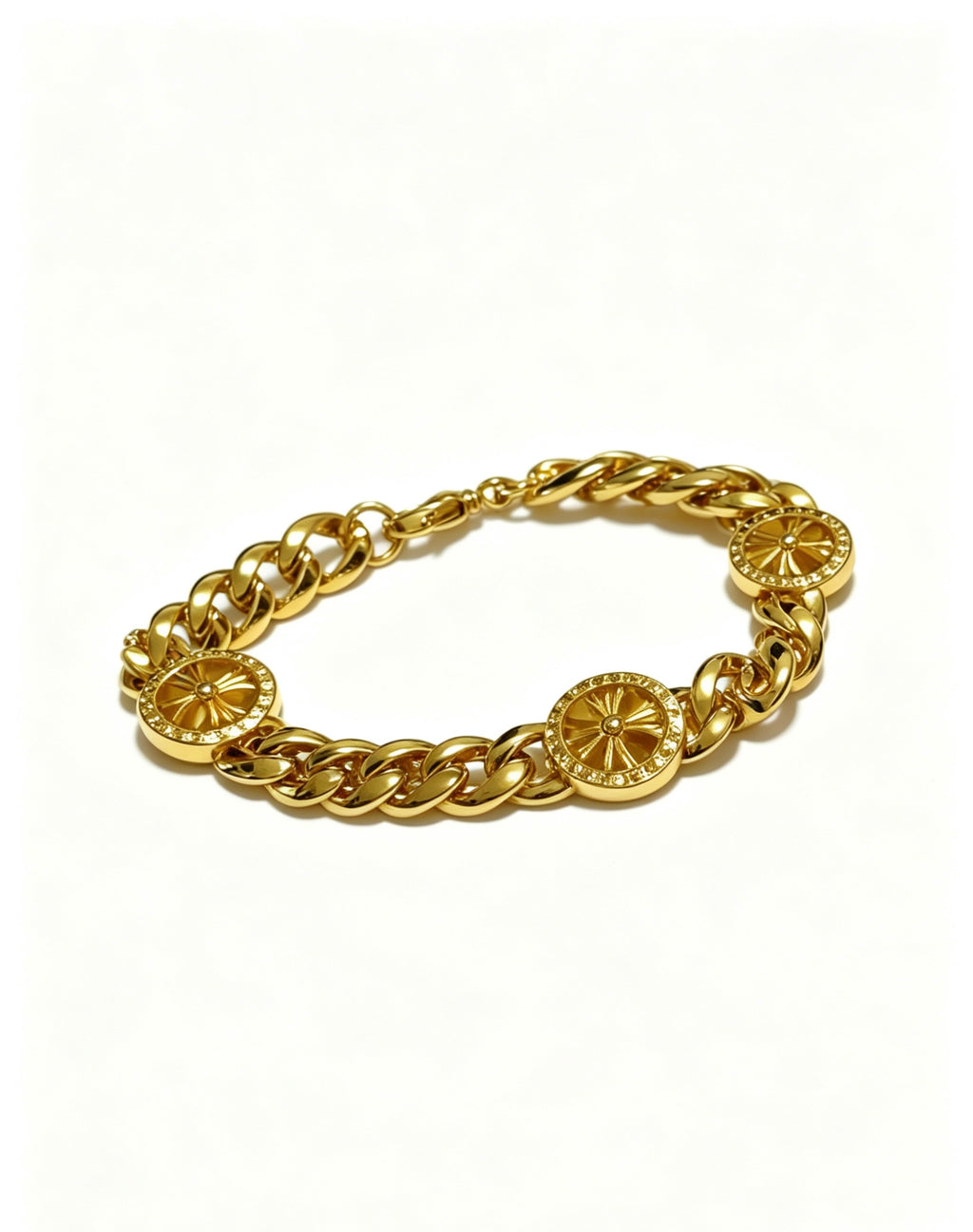 Cross Cuban-Link Bracelet in Antique Silver-Tone – Cuban Link – Design 16 main product view