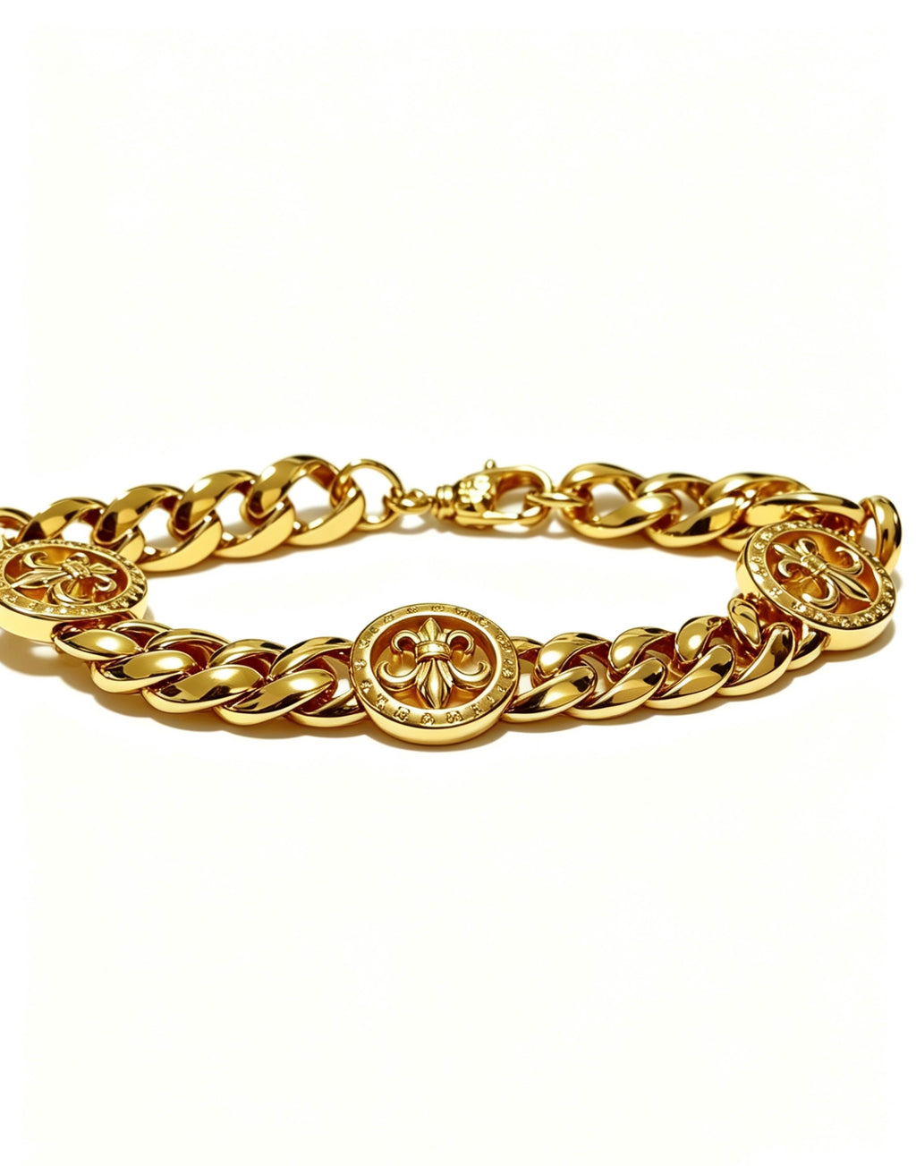 Signature Emblem Bracelet in Polished Metal-Tone – Design 019 styled product view