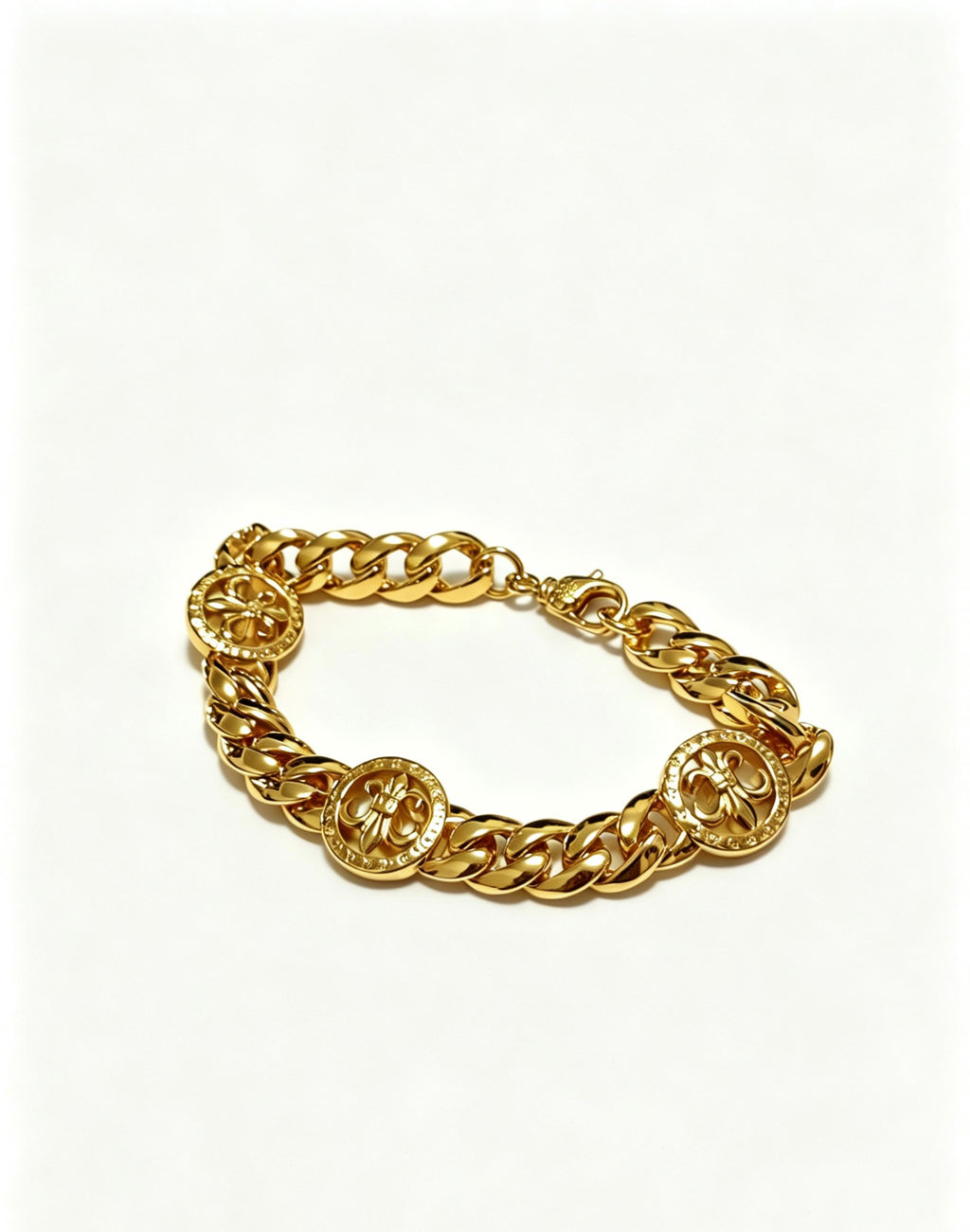 Signature Emblem Bracelet in Polished Metal-Tone – Design 019 main product view