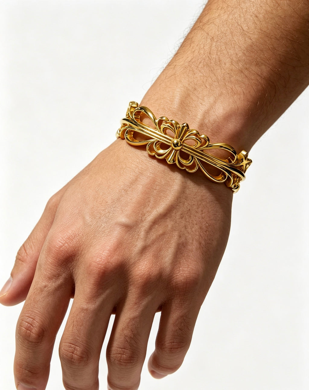 Cross Statement Bracelet in Metal-Tone – Design 08 front product view