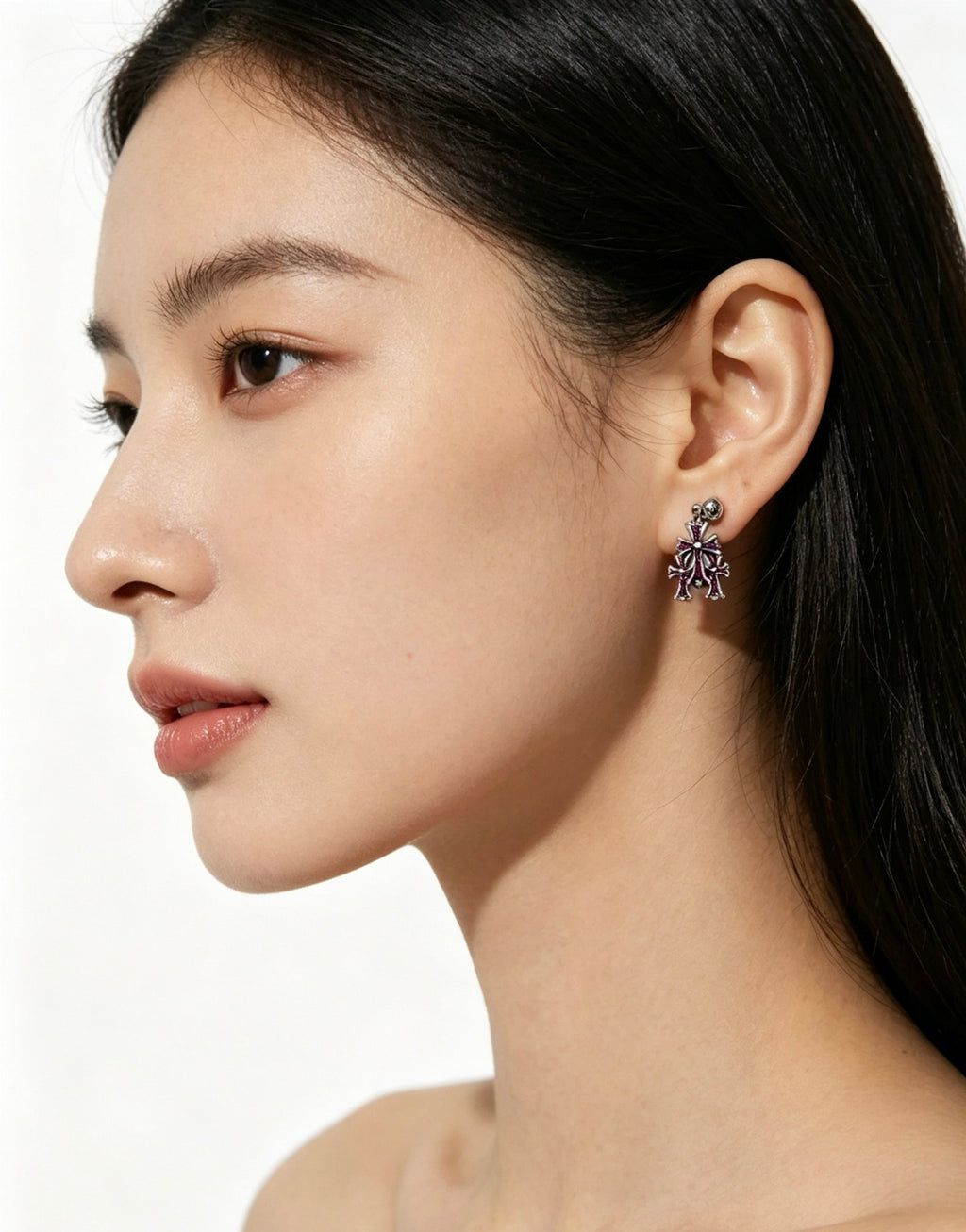 Signature Emblem Statement Earrings in Polished Metal-Tone – Design 020 detail view