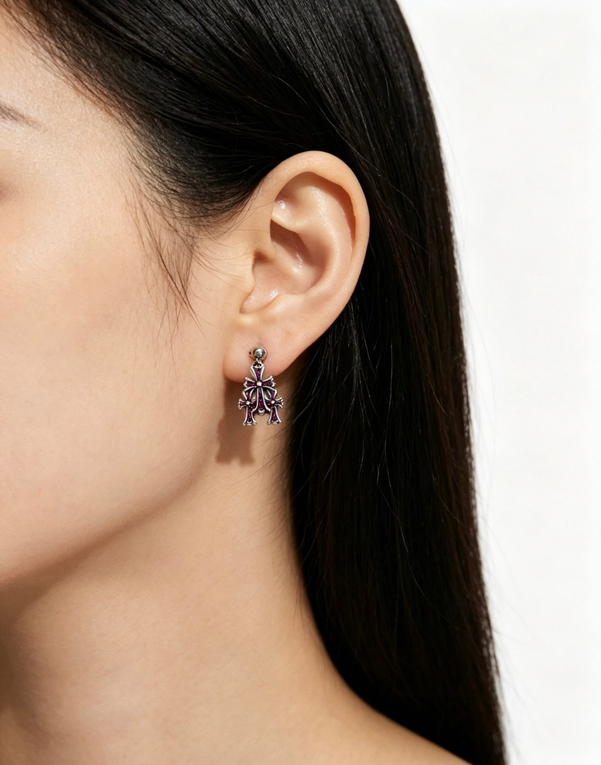 Cross Statement Earrings in Metal-Tone – Design 11 main product view
