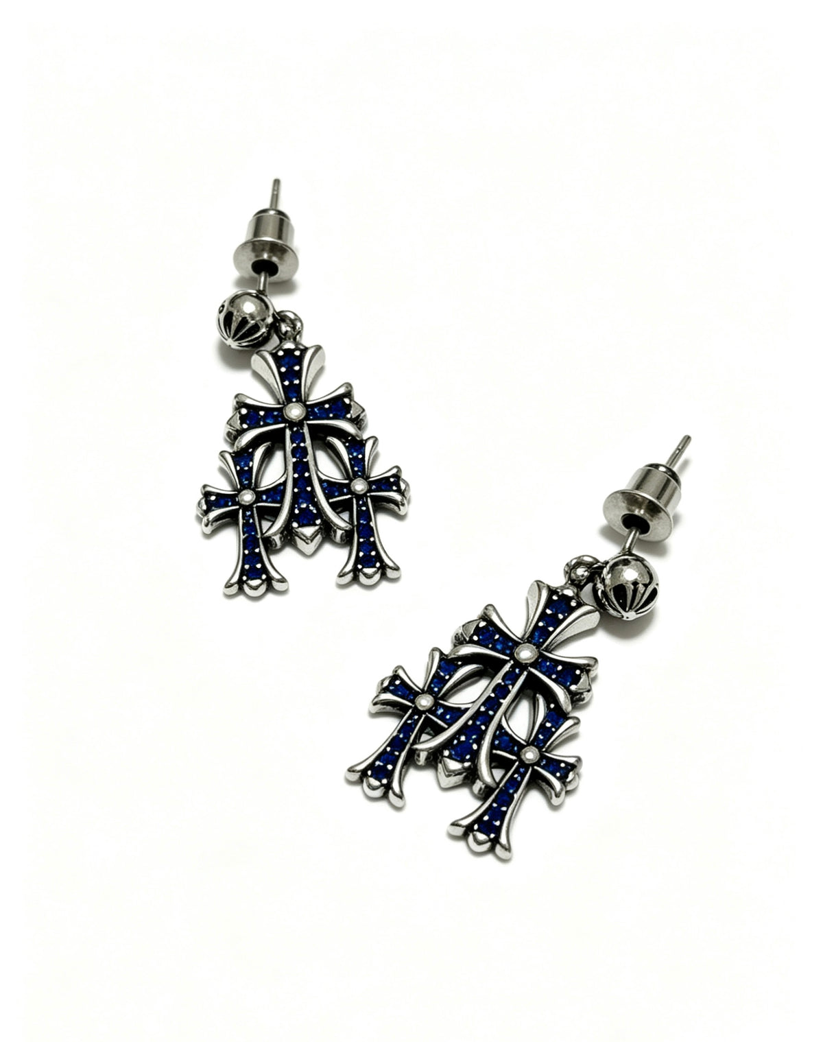 Signature Emblem Statement Earrings in Polished Metal-Tone – Design 019 styled product view