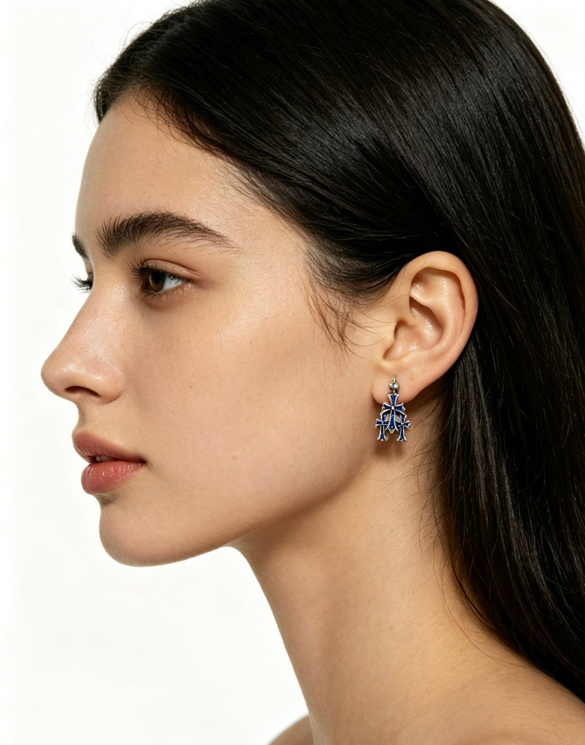 Signature Emblem Statement Earrings in Polished Metal-Tone – Design 019 detail view