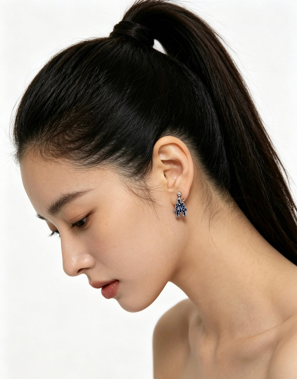Cross Statement Earrings in Metal-Tone – Design 10 front product view