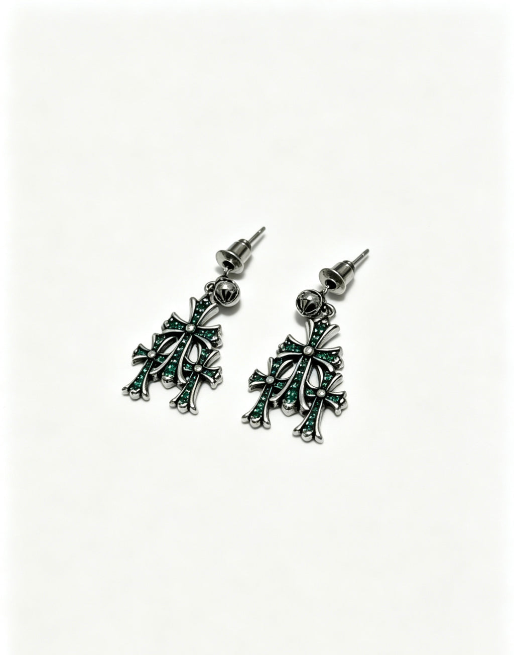 Cross Statement Earrings in Metal-Tone – Design 09 main product view