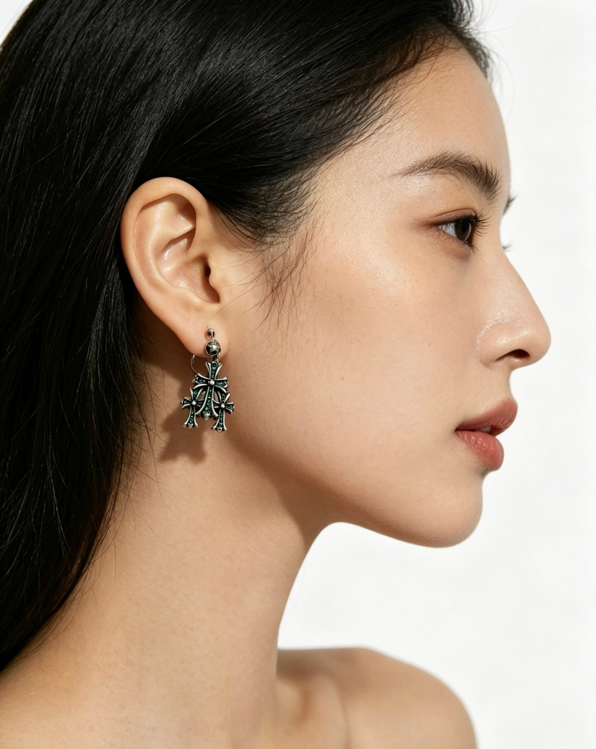 Cross Statement Earrings in Metal-Tone – Design 09 main product view
