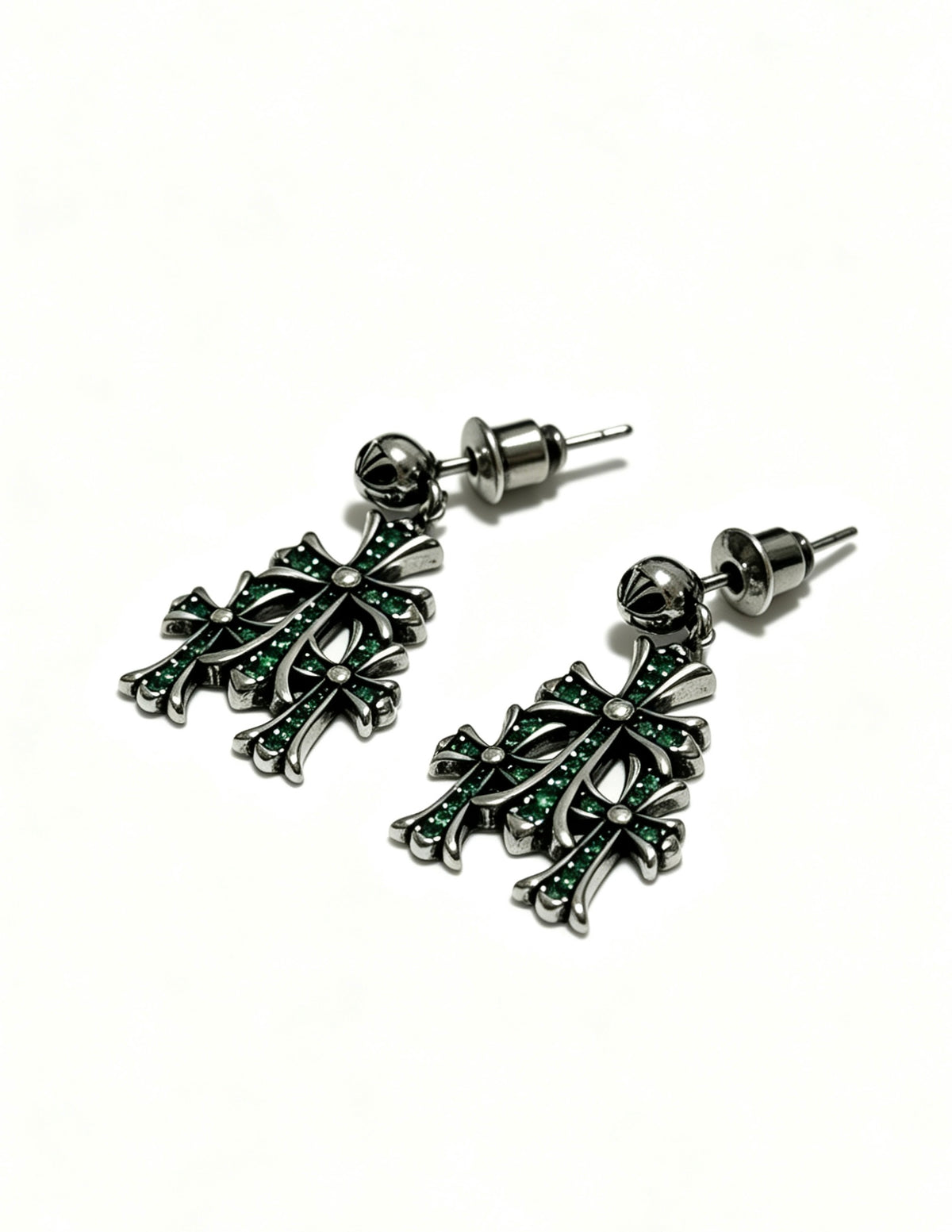 Signature Emblem Statement Earrings in Polished Metal-Tone – Design 018 close-up detail