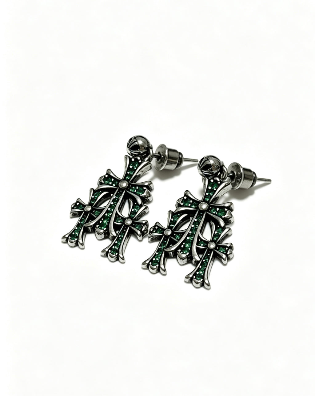 Cross Statement Earrings in Metal-Tone – Design 09 detail view