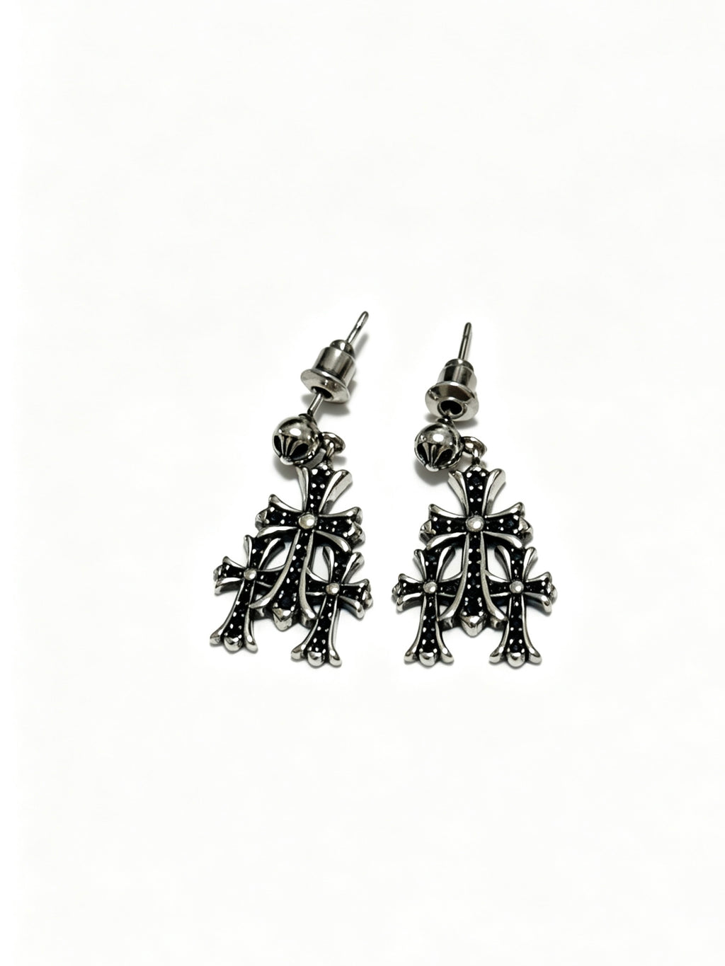 Cross Statement Earrings in Metal-Tone – Design 08 front product view