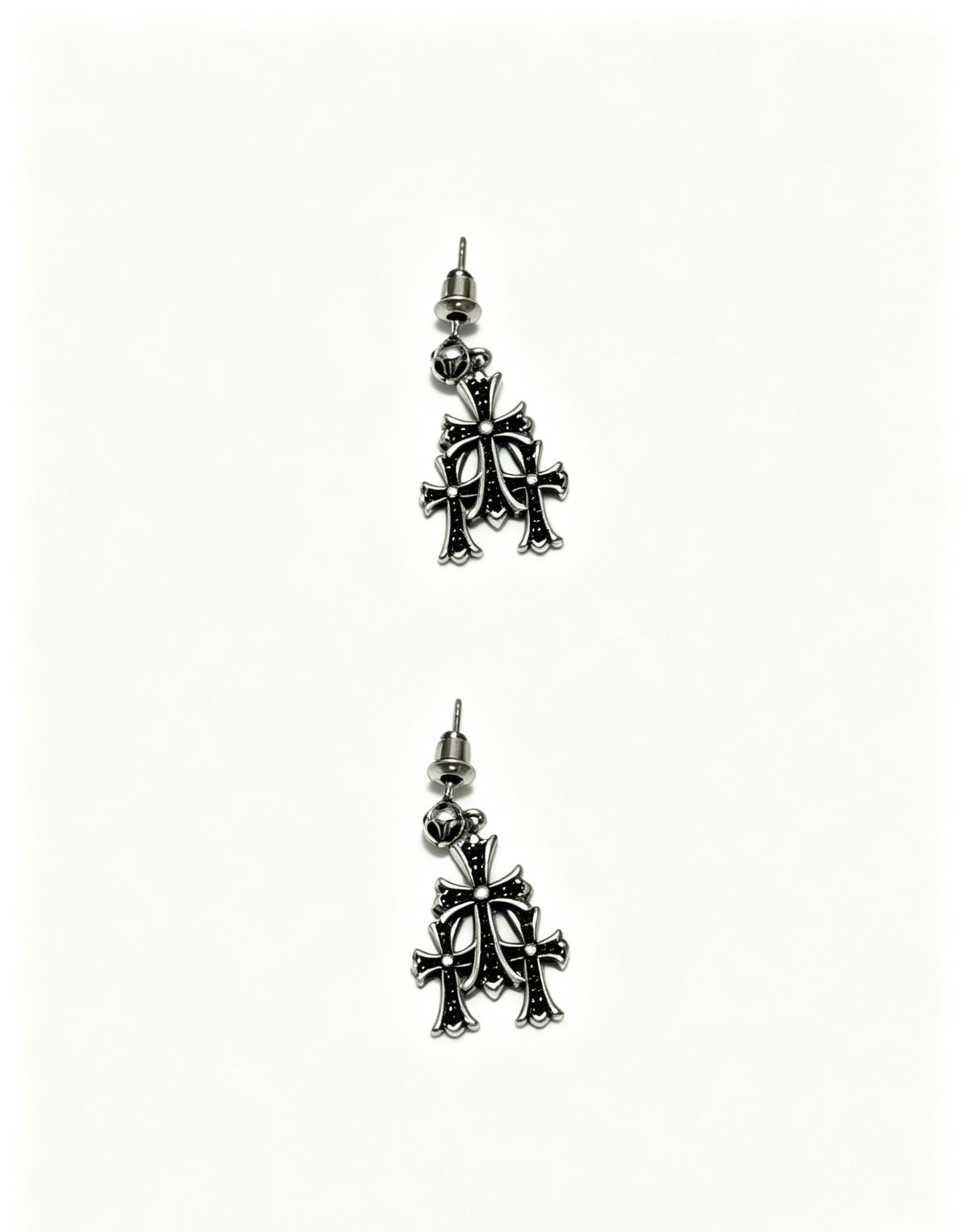 Signature Emblem Statement Earrings in Polished Metal-Tone – Design 017 close-up detail