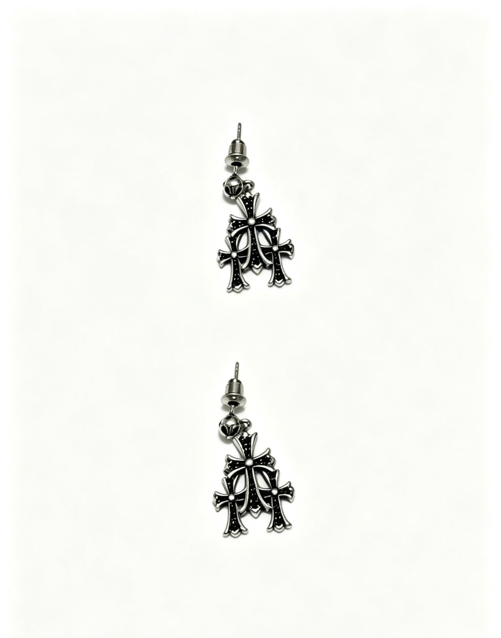 Cross Statement Earrings in Metal-Tone – Design 08 close-up detail