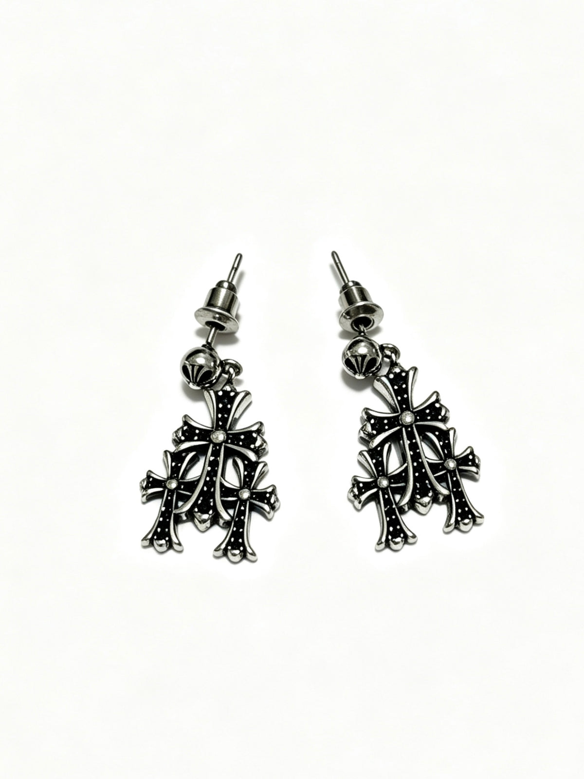 Signature Emblem Statement Earrings in Polished Metal-Tone – Design 017 detail view