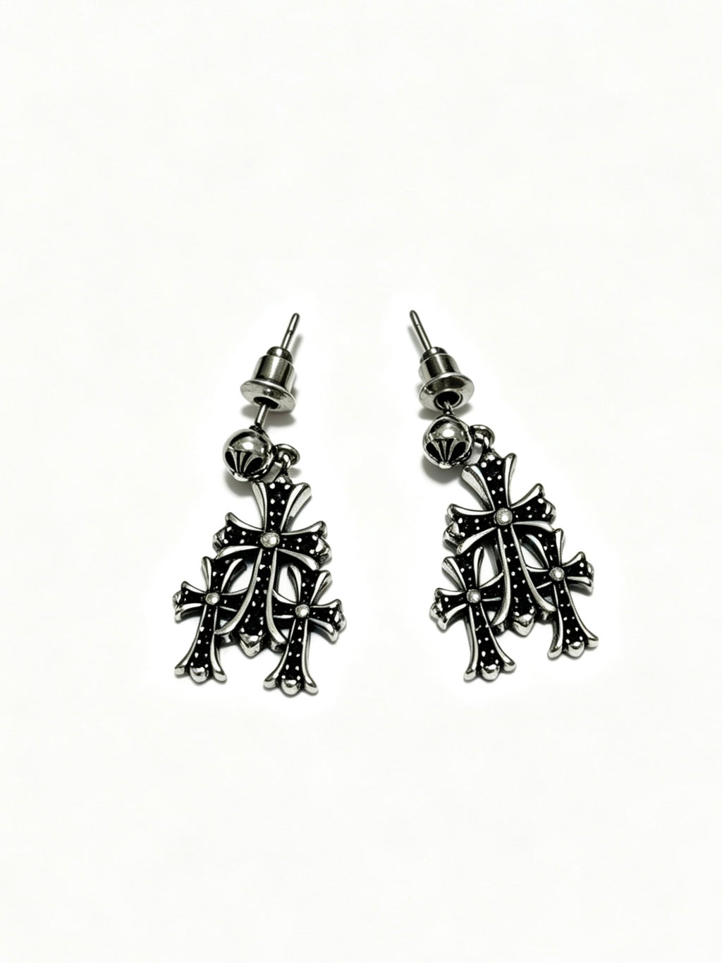 Cross Statement Earrings in Metal-Tone – Design 08 detail view