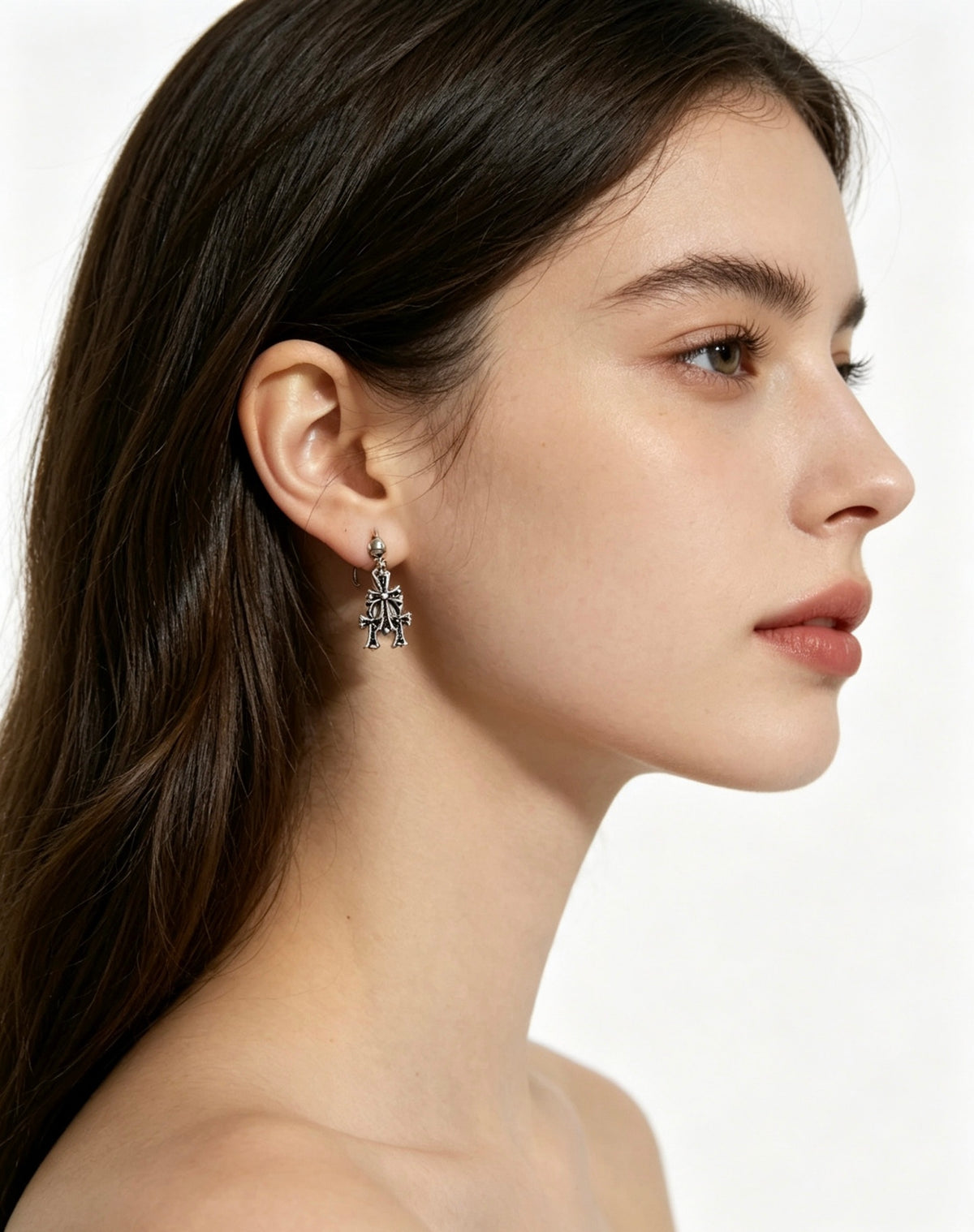 Cross Statement Earrings in Metal-Tone – Design 08 main product view