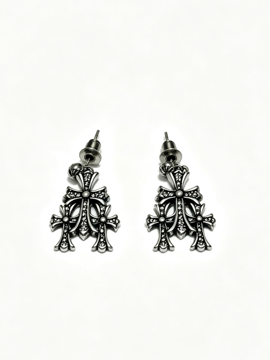 Cross Statement Earrings in Metal-Tone – Design 07 side detail
