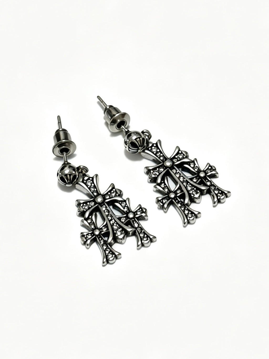 Cross Statement Earrings in Metal-Tone – Design 07 close-up detail