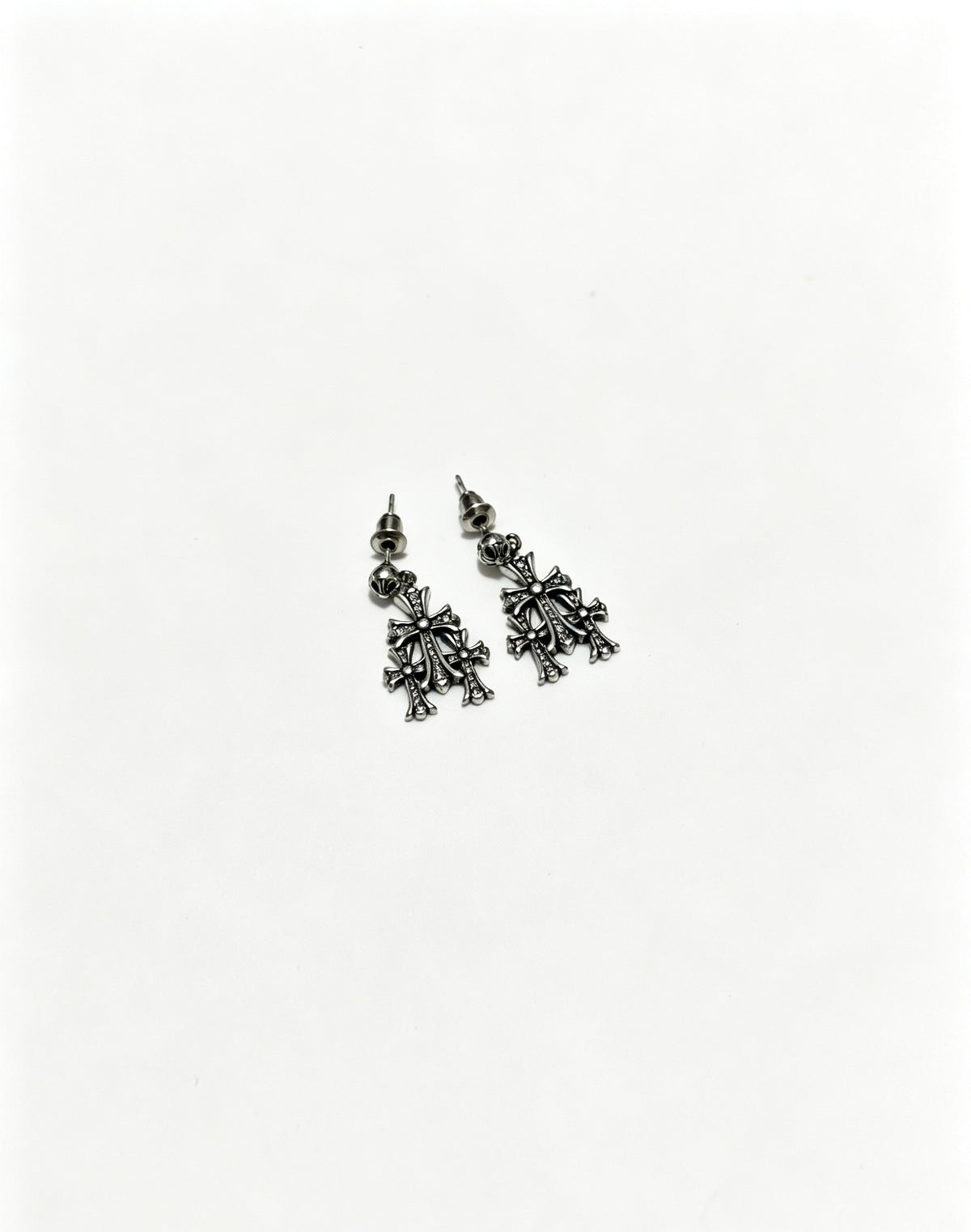Signature Emblem Statement Earrings in Polished Metal-Tone – Design 016 front product view