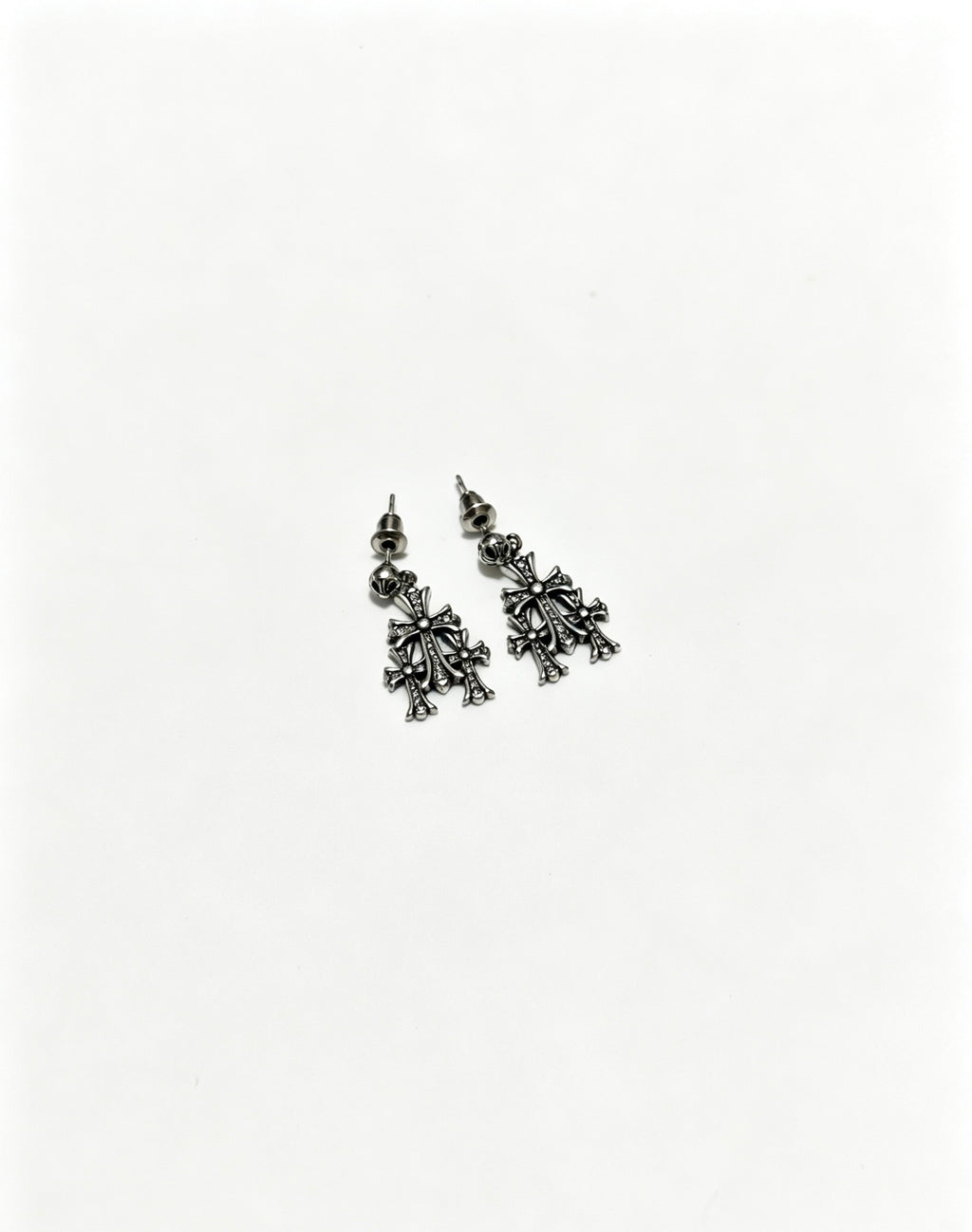 Cross Statement Earrings in Metal-Tone – Design 07 front product view
