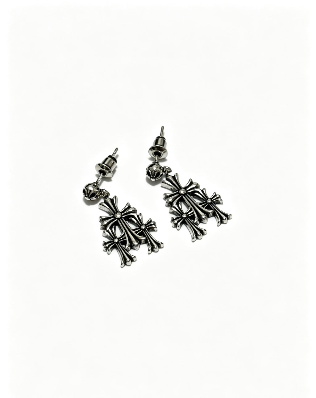 Cross Statement Earrings in Metal-Tone – Design 06 close-up detail