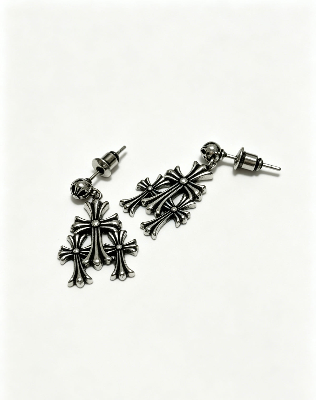 Signature Emblem Statement Earrings in Polished Metal-Tone – Design 015 front product view