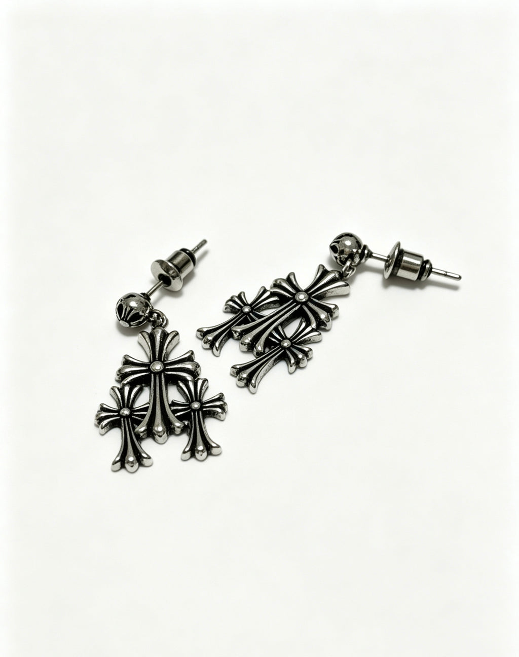 Cross Statement Earrings in Metal-Tone – Design 06 front product view