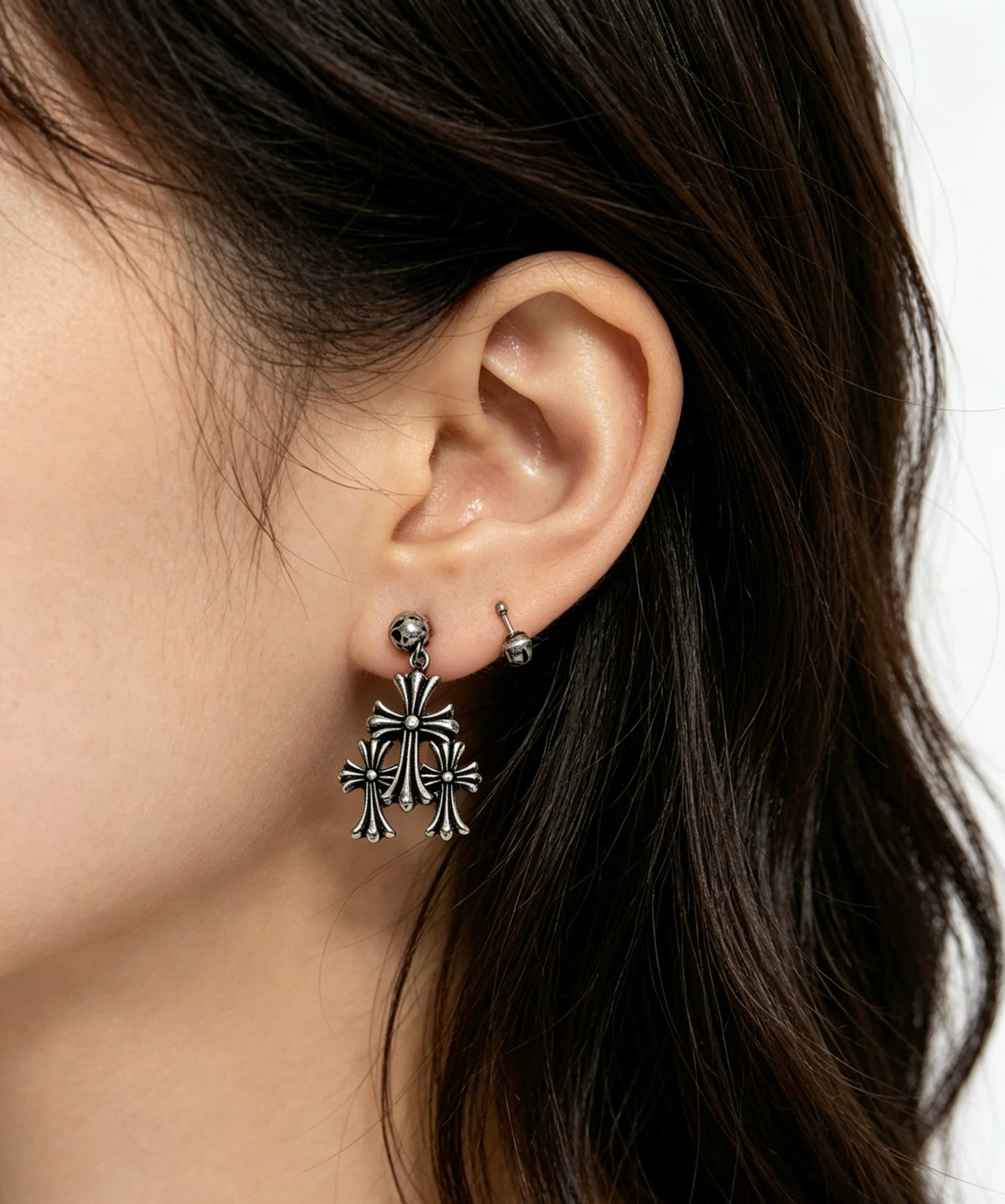 Signature Emblem Statement Earrings in Polished Metal-Tone – Design 015 main product view