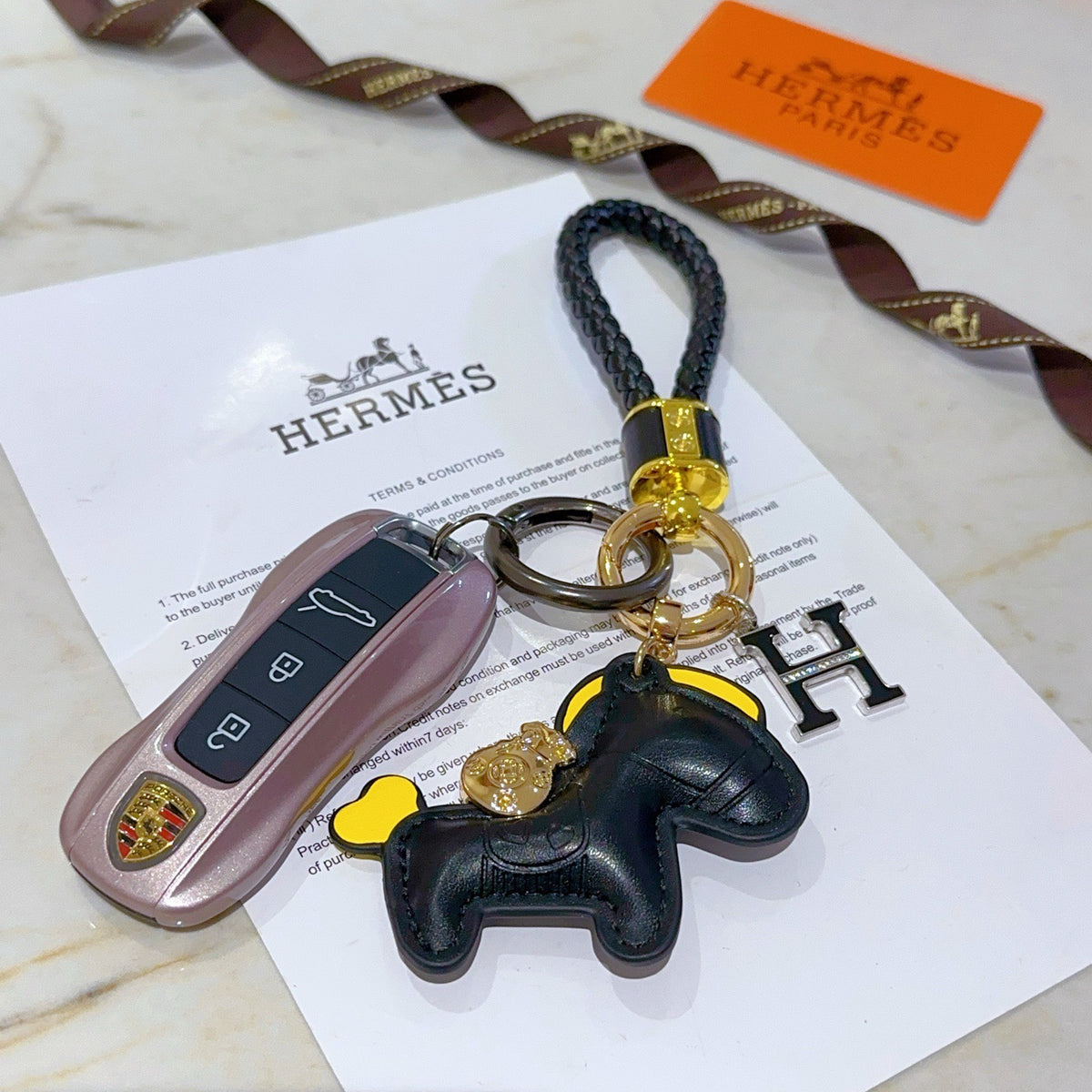 Horse Keychain in Silver-Tone – Design 021 styled product view