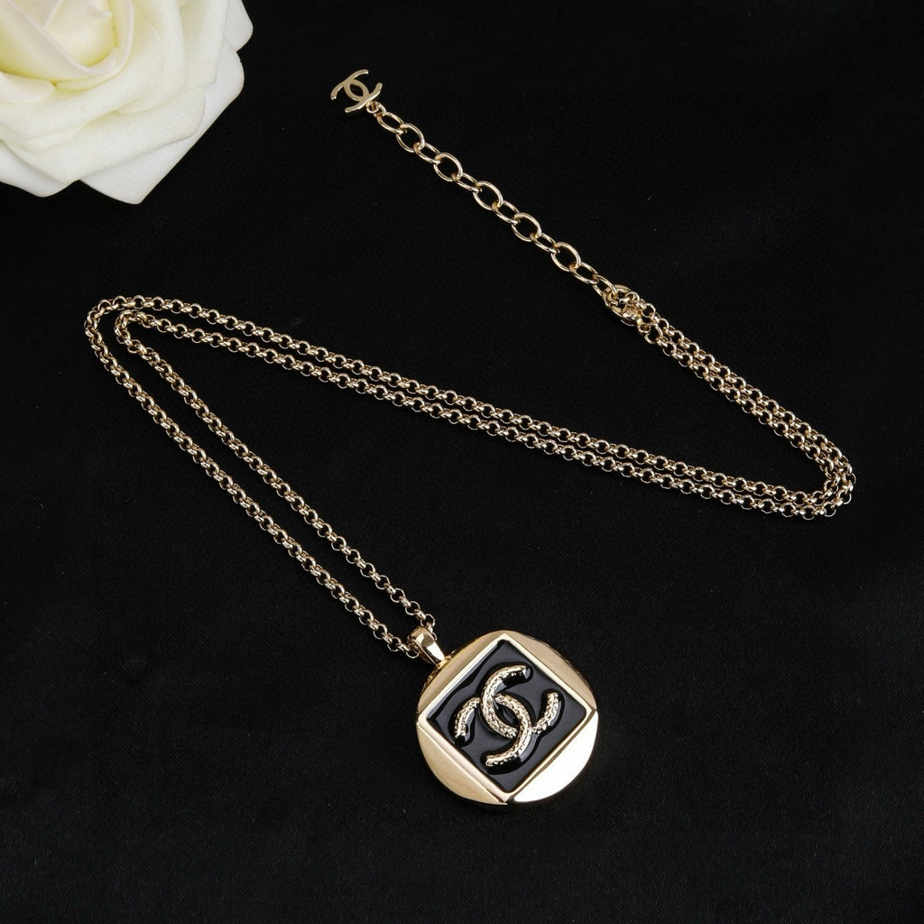 Signature Emblem Pendant Necklace in Polished Metal-Tone – Design 035 main product view