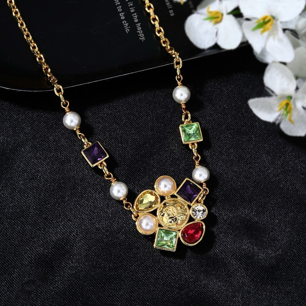 Signature Emblem Pendant Necklace in Polished Metal-Tone – Design 034 main product view
