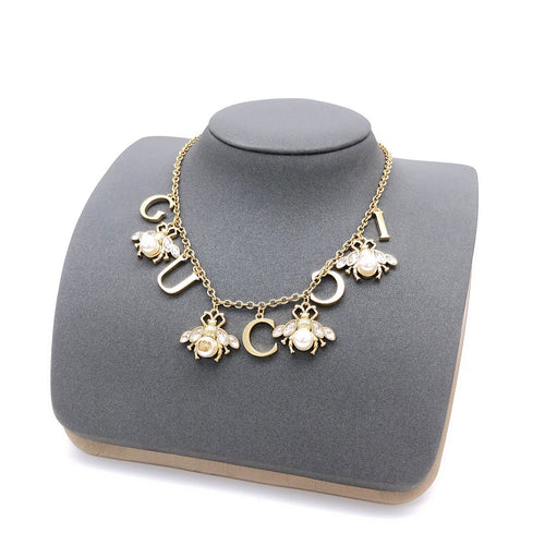 Bee Pendant Necklace in Gold-Tone – Bee Detail – Design 002 main product view