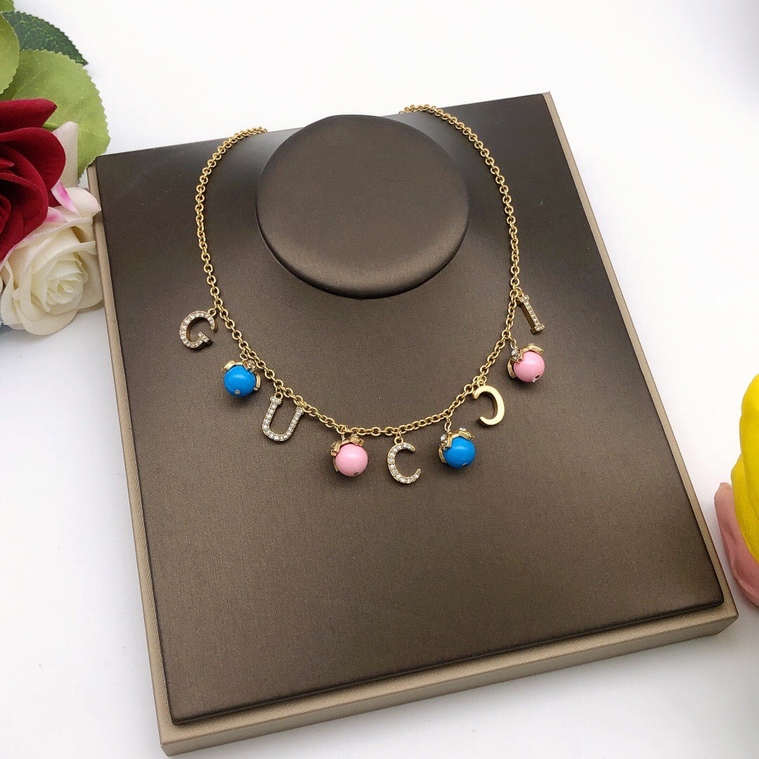 Floral Pendant Necklace in Gold-Tone – Design 001 front product view