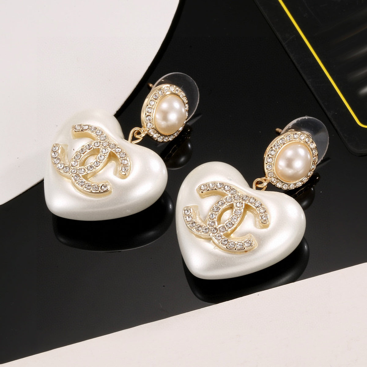 Signature Emblem Stud Earrings in Polished Metal-Tone – Design 017 main product view