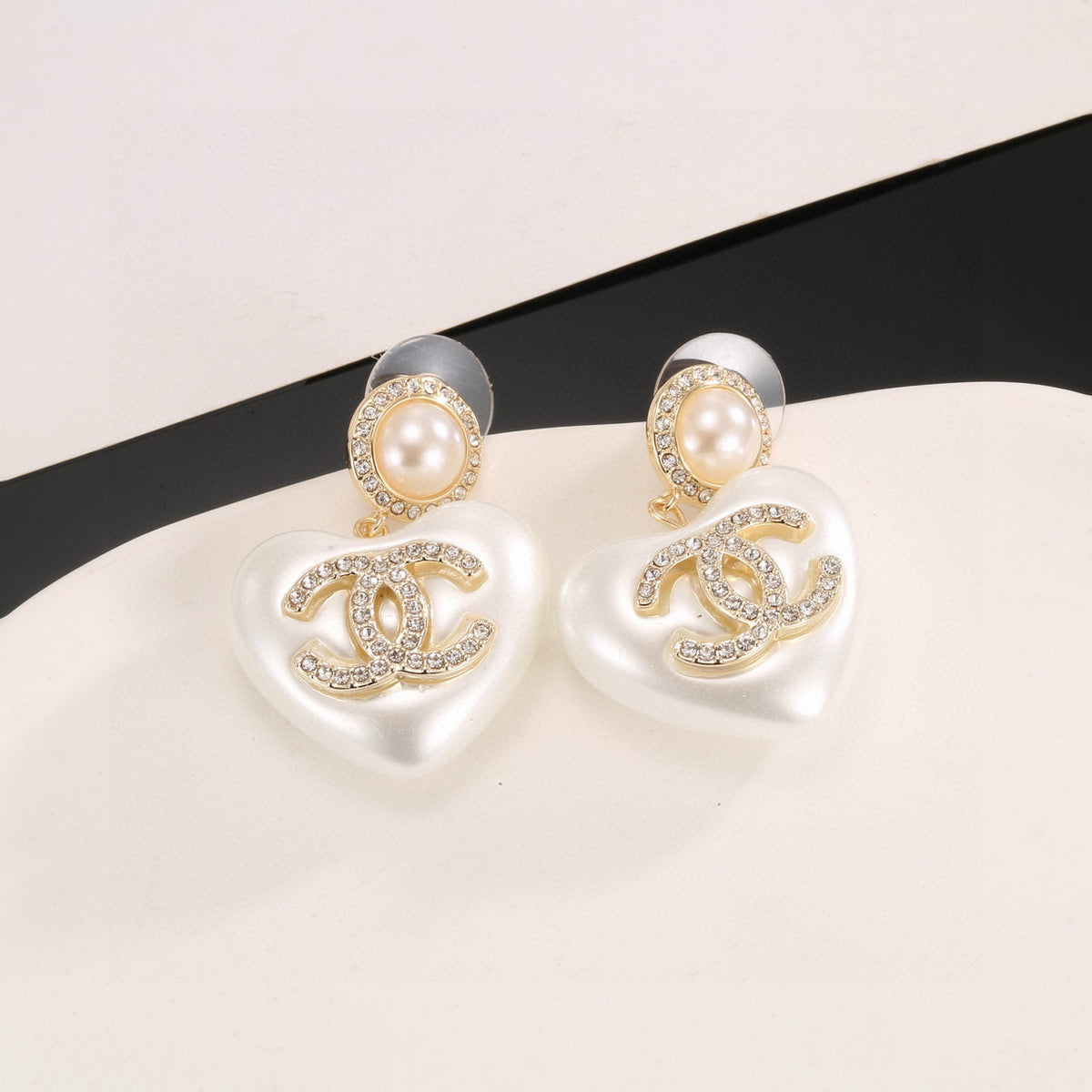 Signature Emblem Stud Earrings in Polished Metal-Tone – Design 017 styled product view
